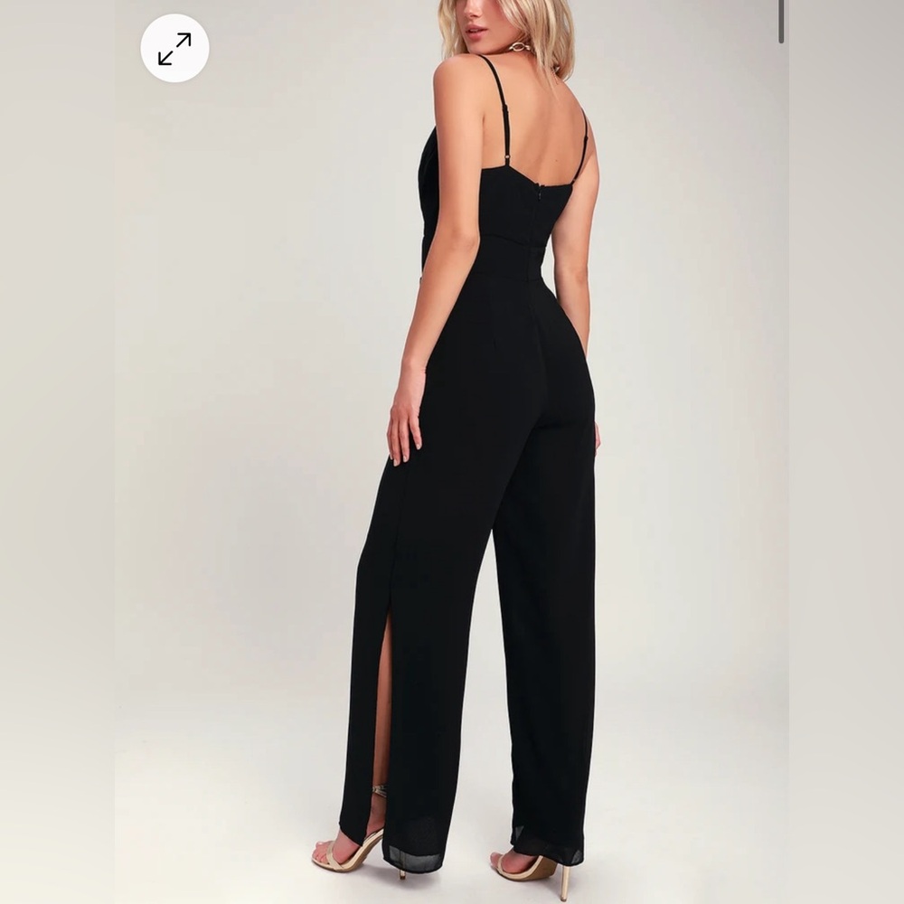Lulus Avalona Black Sleeveless Wide-Leg Jumpsuit Size M